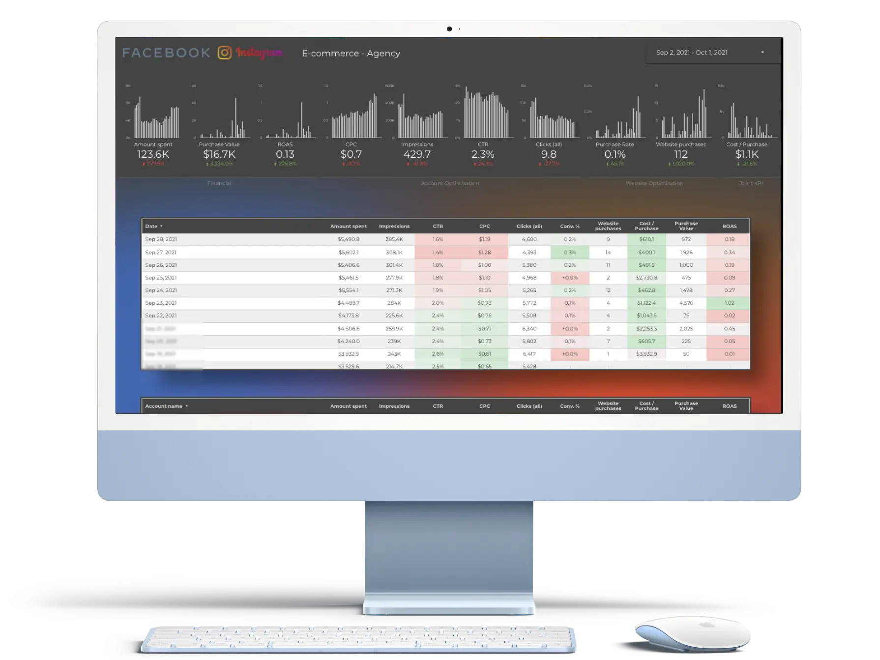 Facebook Ads Analyser Desktop Dashboard for E-commerce