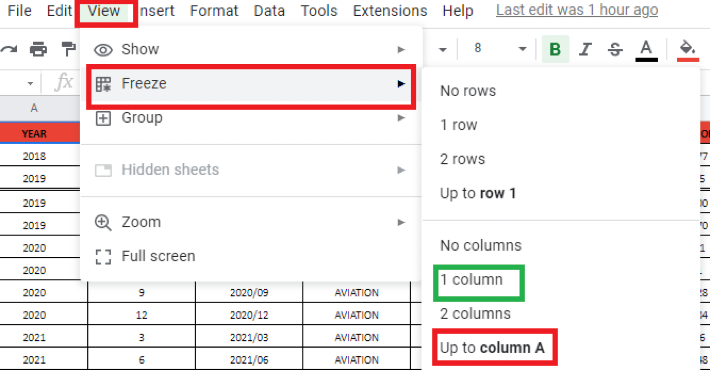 How to freeze rows and columns in Google Sheets