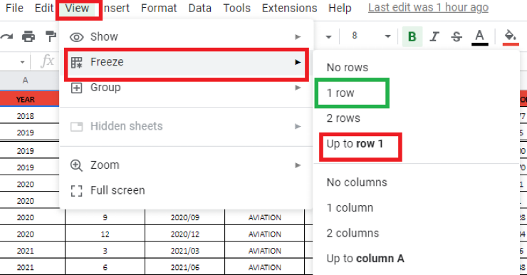 How to freeze rows and columns in Google Sheets