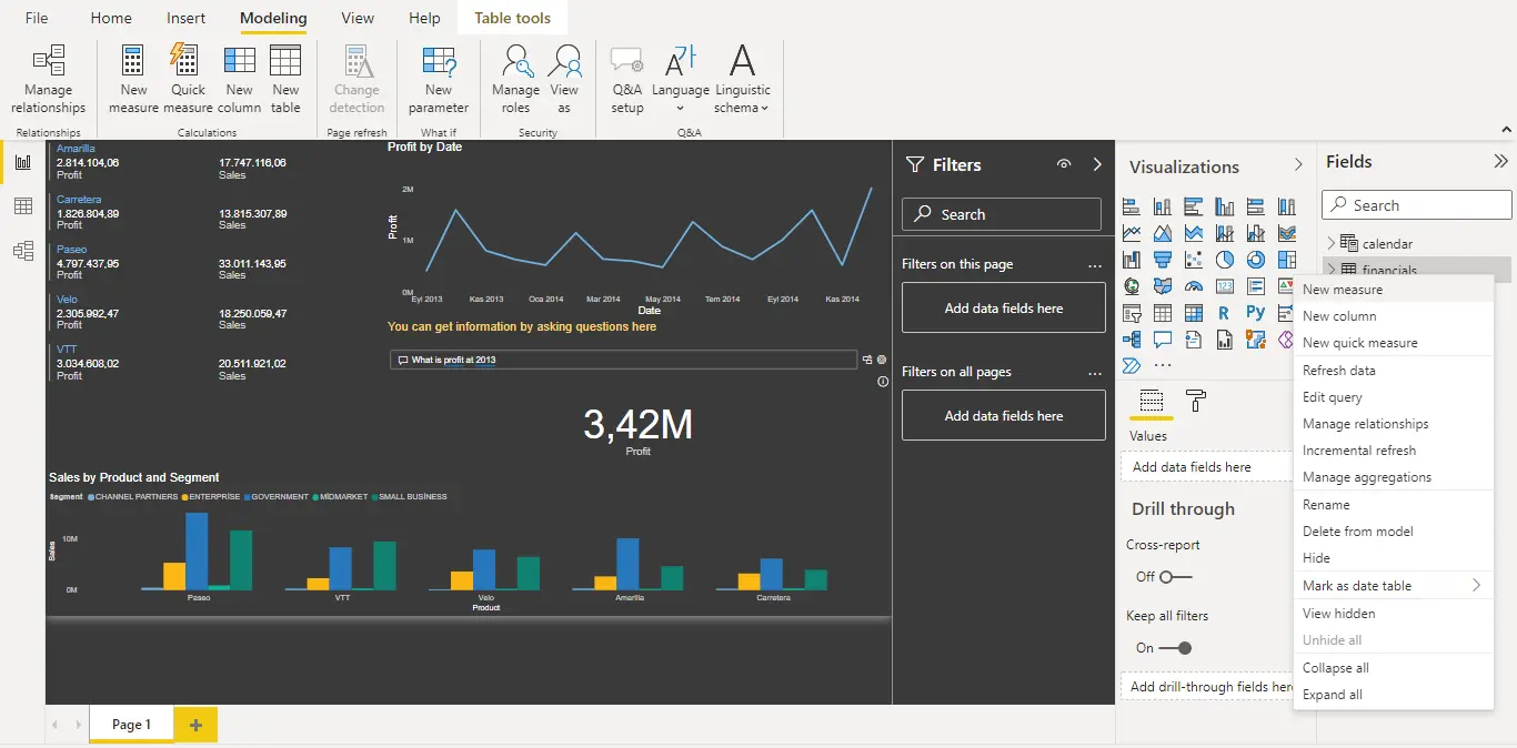 New column on report view in Power BI