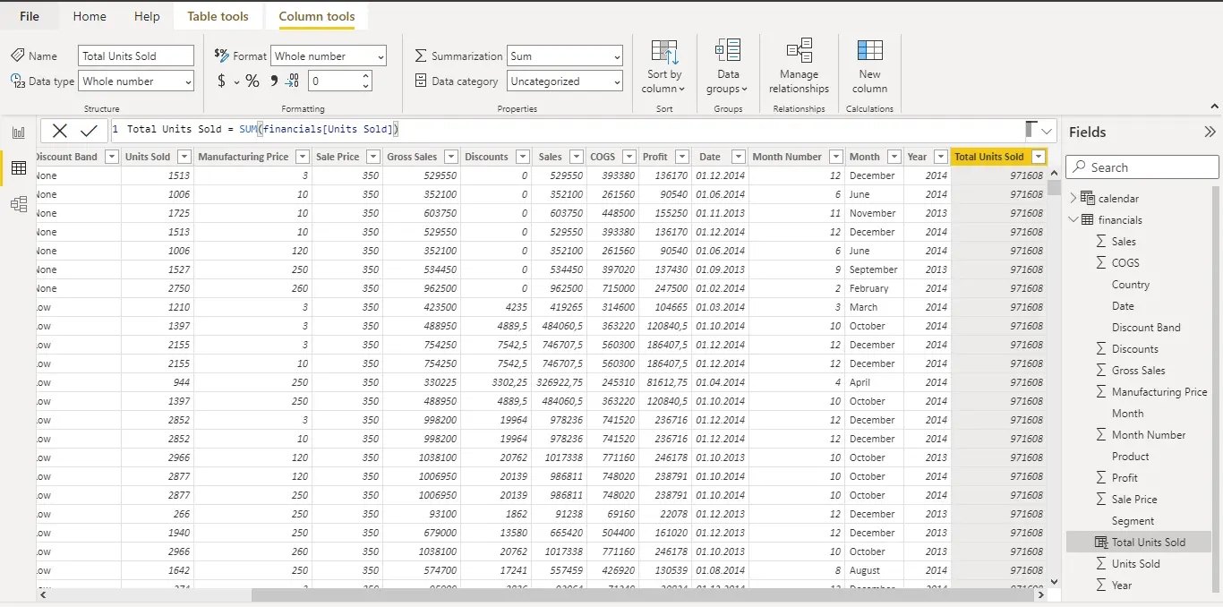 New column on report view in Power BI 3