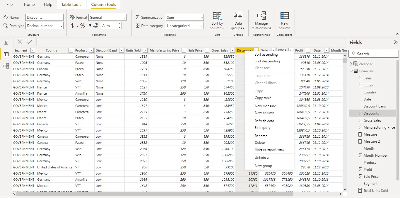 New column on report view in Power BI 2